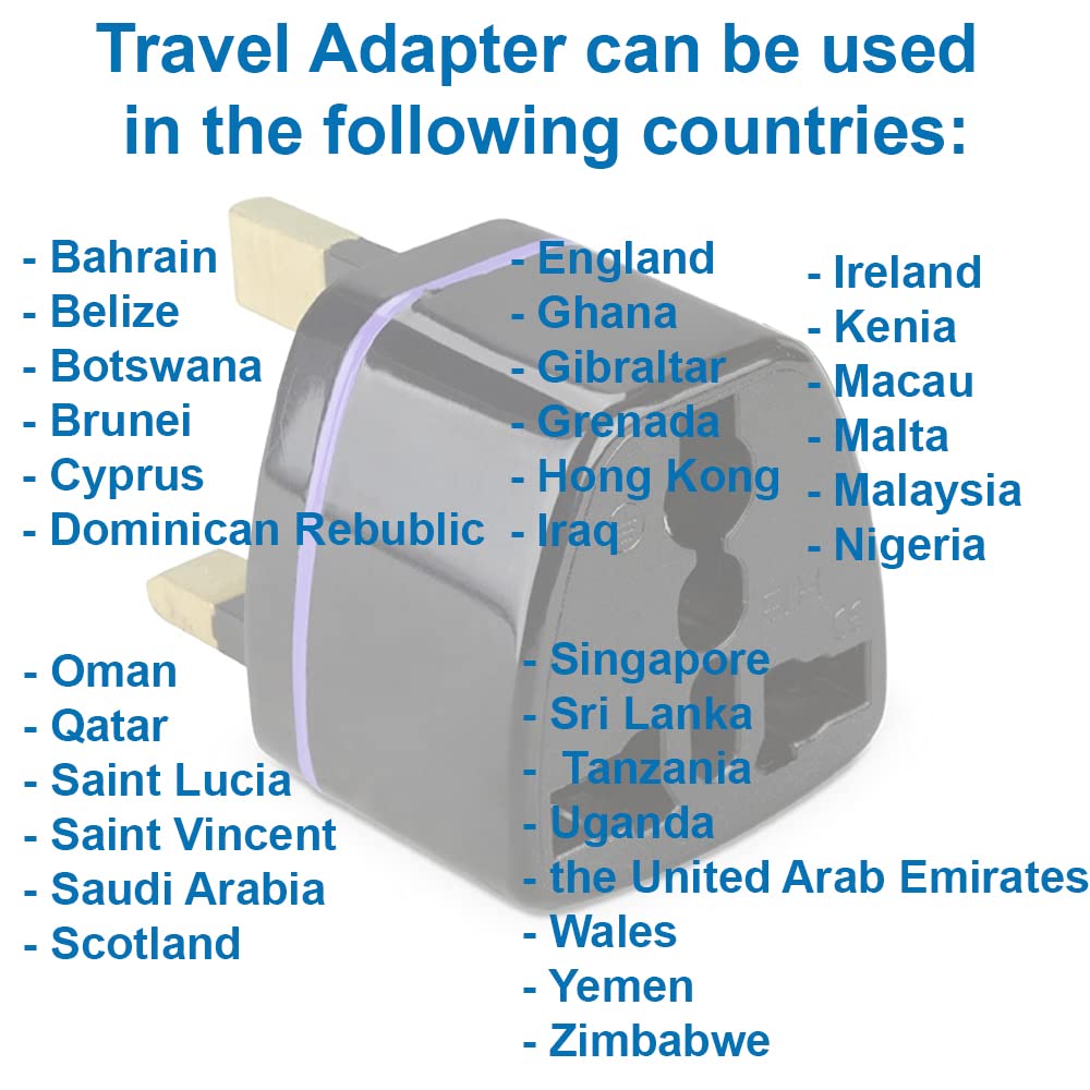 UK Reiseadapter 3-polig - Wandelt Jeden Stecker Um | Bis 3000W, Für UK, Irland, Hongkong, UAE & Mehr