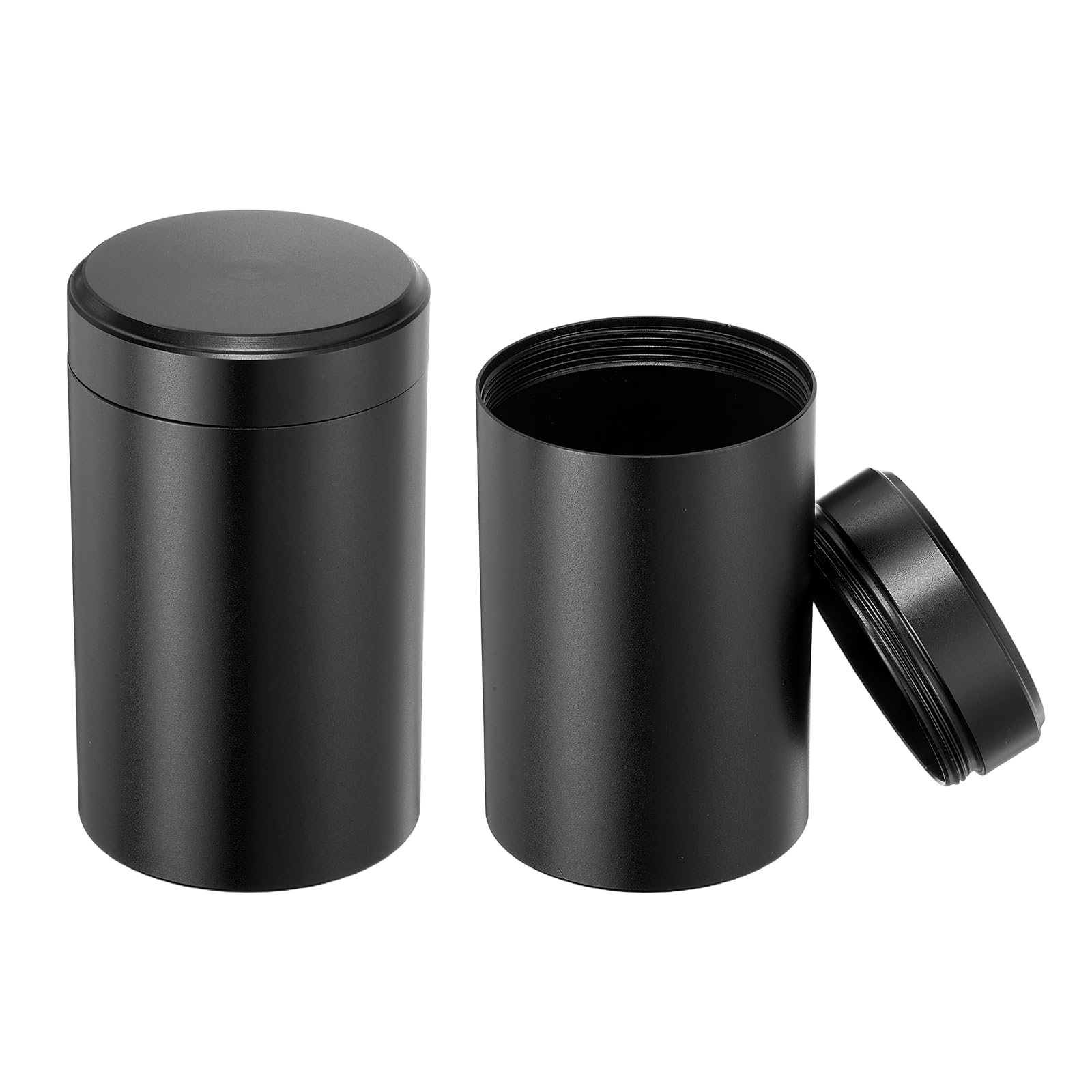 sourcing map 2 Pcs Round Tea Canisters, 3.6" x 2.2" Portable Storage Jar Airtight Metal Tea Containers with Lids for Storing Coffee Beans Cookies Spices Candies Candles DIY, Black