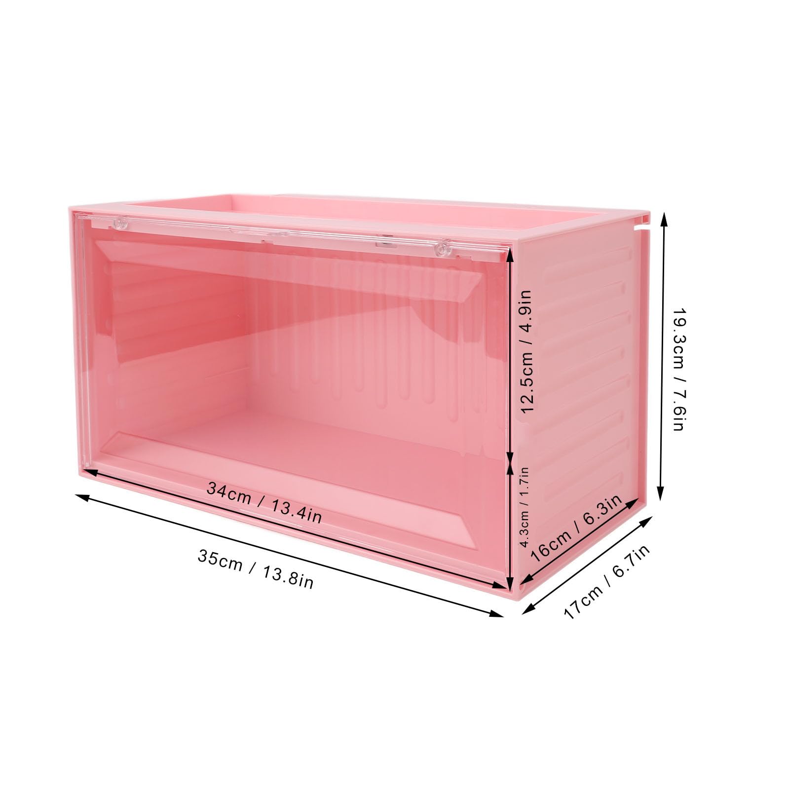Figurenvitrine mit Licht HIPS PET 2-stöckige Mini-Figurenvitrine 12 LEDs Staubdicht Stapelbar Anschließbares Regal für Sammler-Schreibtischdisplay (PINK)
