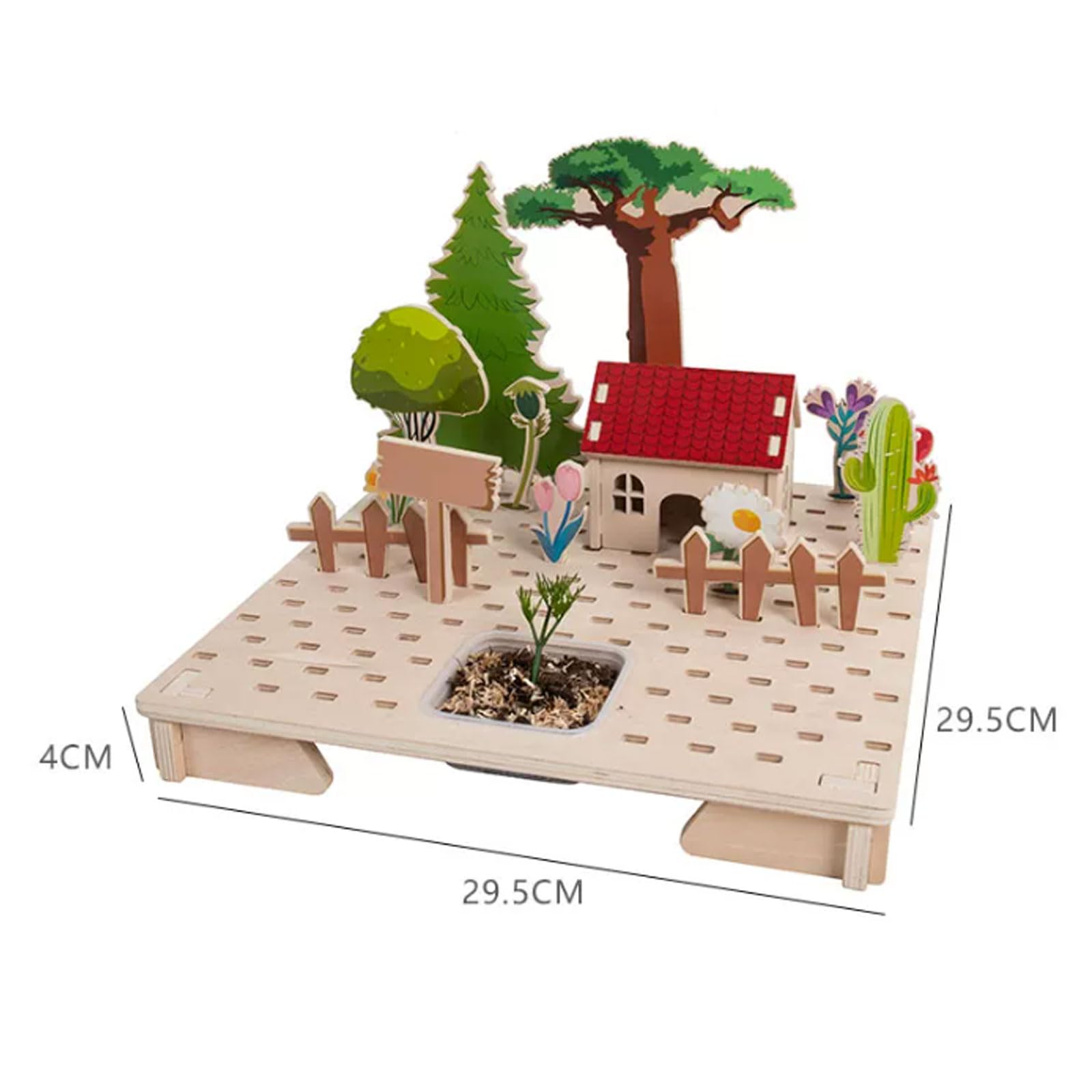 Kit di Puzzle 3D in Legno Fai-da-Te Cortile Montessori | Gioiello di Osservazione della Crescita delle Piante per Bambini, Set di Gioco Creativo Costruisci il Tuo Giardino
