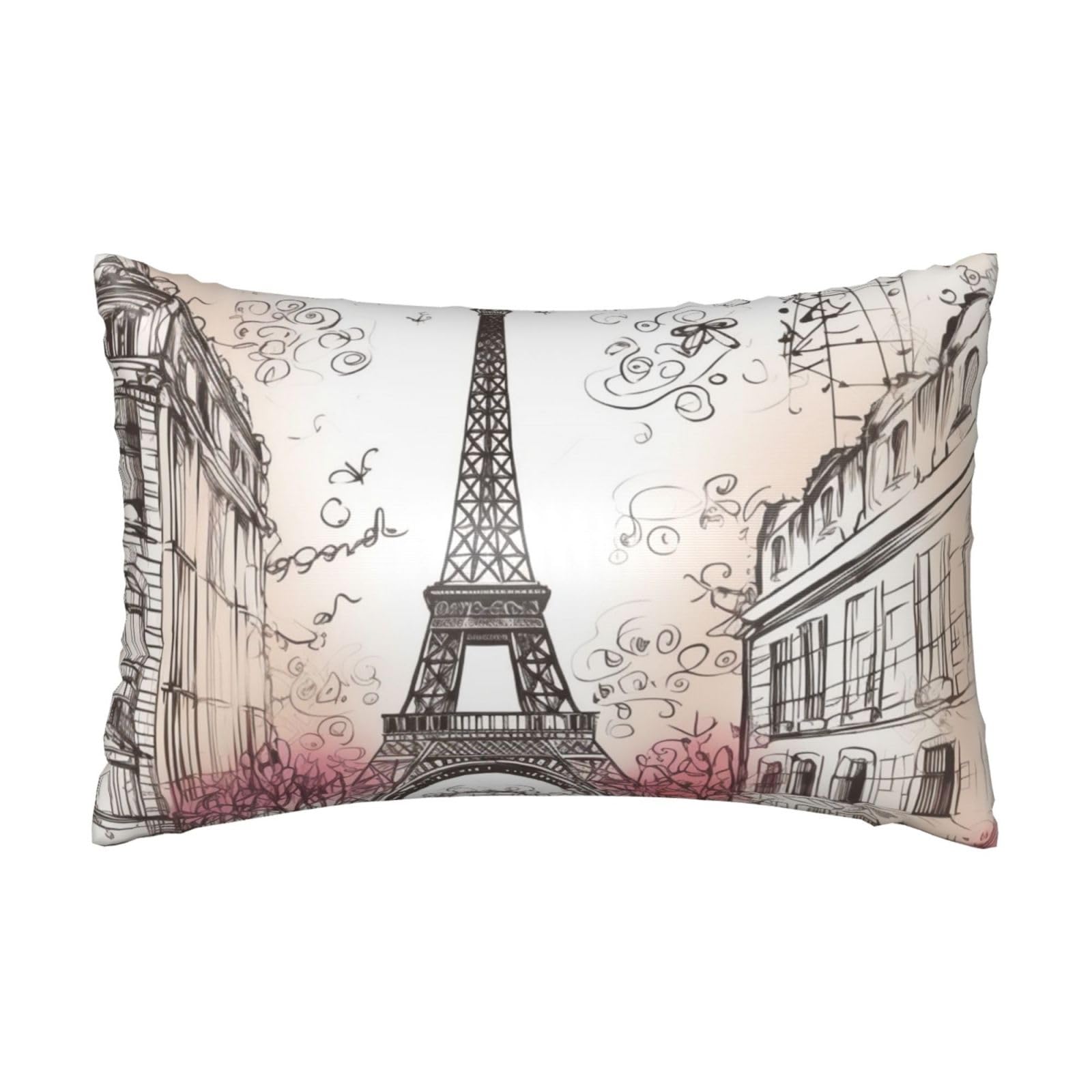 Satin Pillowcase for Hair and Skin, French Paris Tour Eiffel Tower Pillow Case Queen Size 20x30 Inches, Cooling Silky Pillowcases with Zipper Ultra Smooth and Soft Pillow Cover for Sleeping