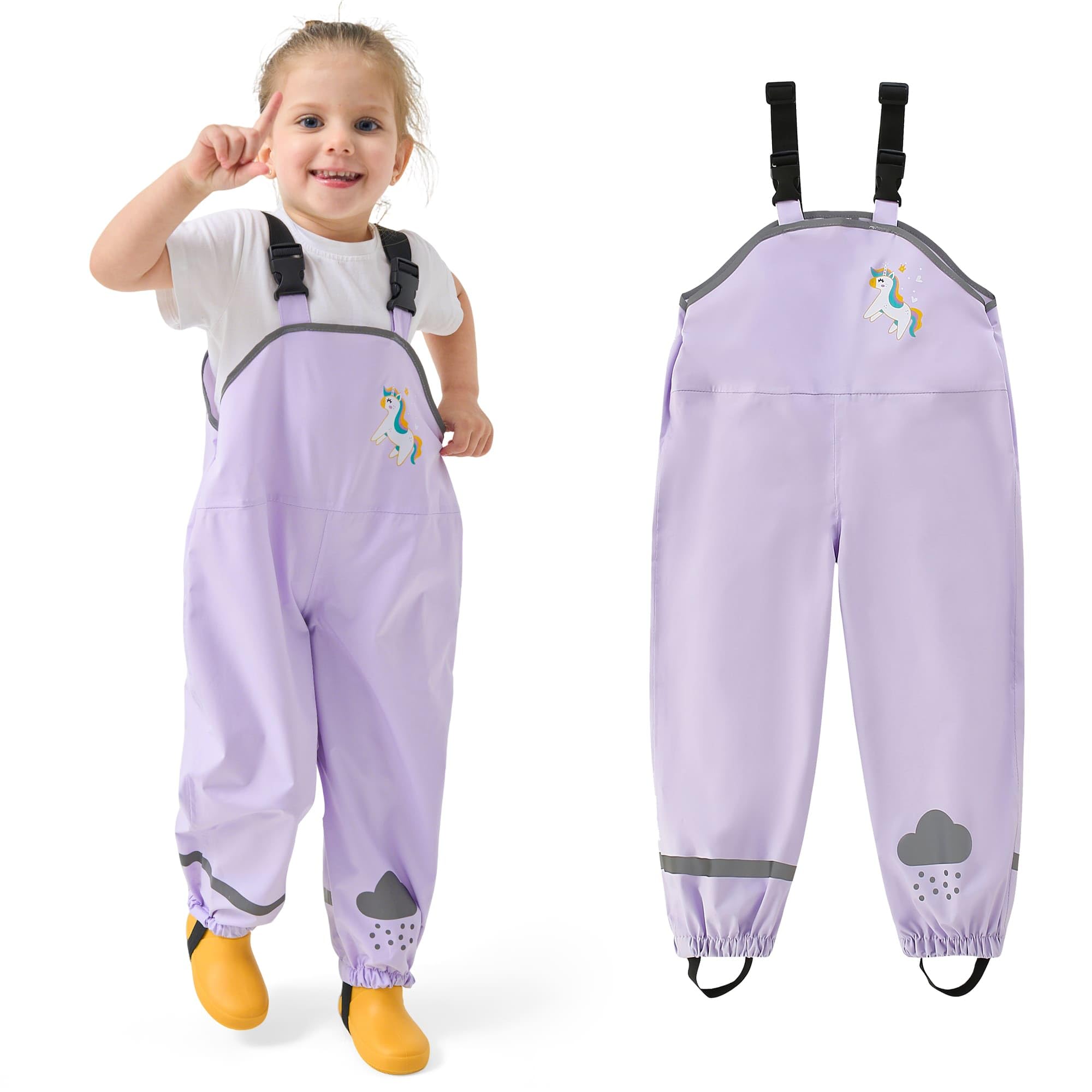 JinBei Enfant Pantalon de Pluie, Garçon Imperméable Pantalons Boue Respirant Légères Salopette de Pluie avec Reflechissant Coupe-Vent Vêtements Randonnée Camping Bleu Marine, 2-3 Ans