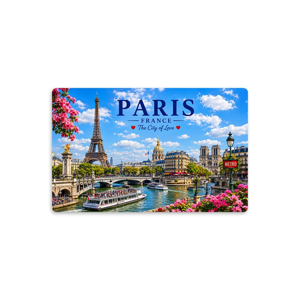 Paris France Tourism Souvenir Fridge Magnet Eiffel Tower Refrigerator Magnet Seine River Notre Dame Paris Travel Gift Home Kitchen Office Decor Collectible 8.2 x 5.2 cm-image-40