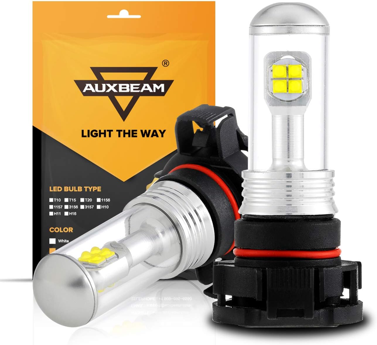 Auxbeam 5202 LED Fog Light Bulbs White, 1:1 Halogen Exact Fit Design 2504/2501 LED Conversion Kit, 9009 PSX24W Canbus Error Free LED Replacement Bulbs for Fog Light, Daytime Running Light