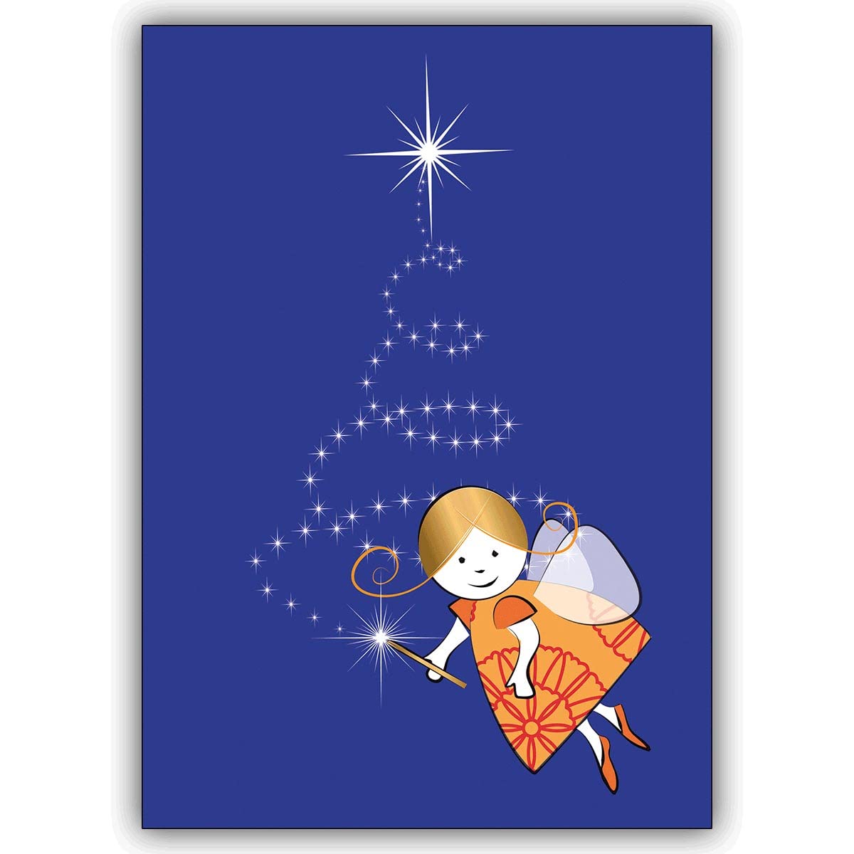 20er Set Schöne Weihnachtskarten mit Umschlägen mit Engel und Sternen Weihnachtsbaum, personalisierbarer Innendruck (Var3) geschäftlich & privat