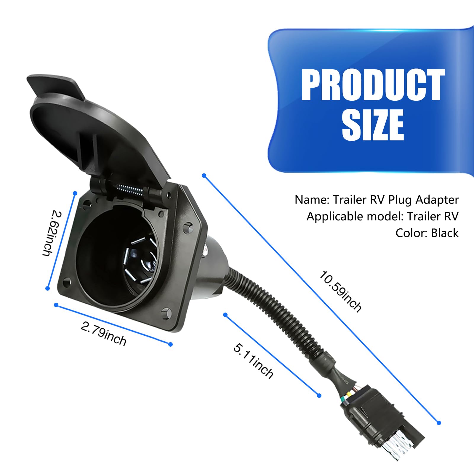 Trailer Plug Cable Protection Wiring Truck Side 4 Prong Trailer Plug CURT 58201 4-Pin Flat Trailer ...