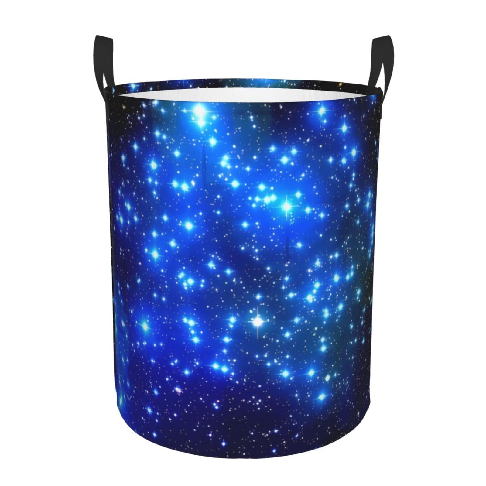M Collapsible Blue Shining Stars Print Circular Hamper Round