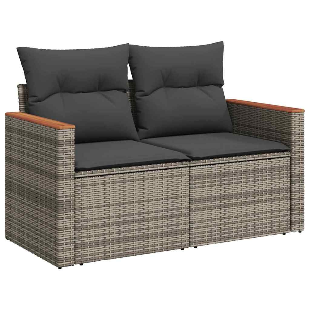 Set di mobili da giardino, 8 pezzi, in polyrattan, grigio, con