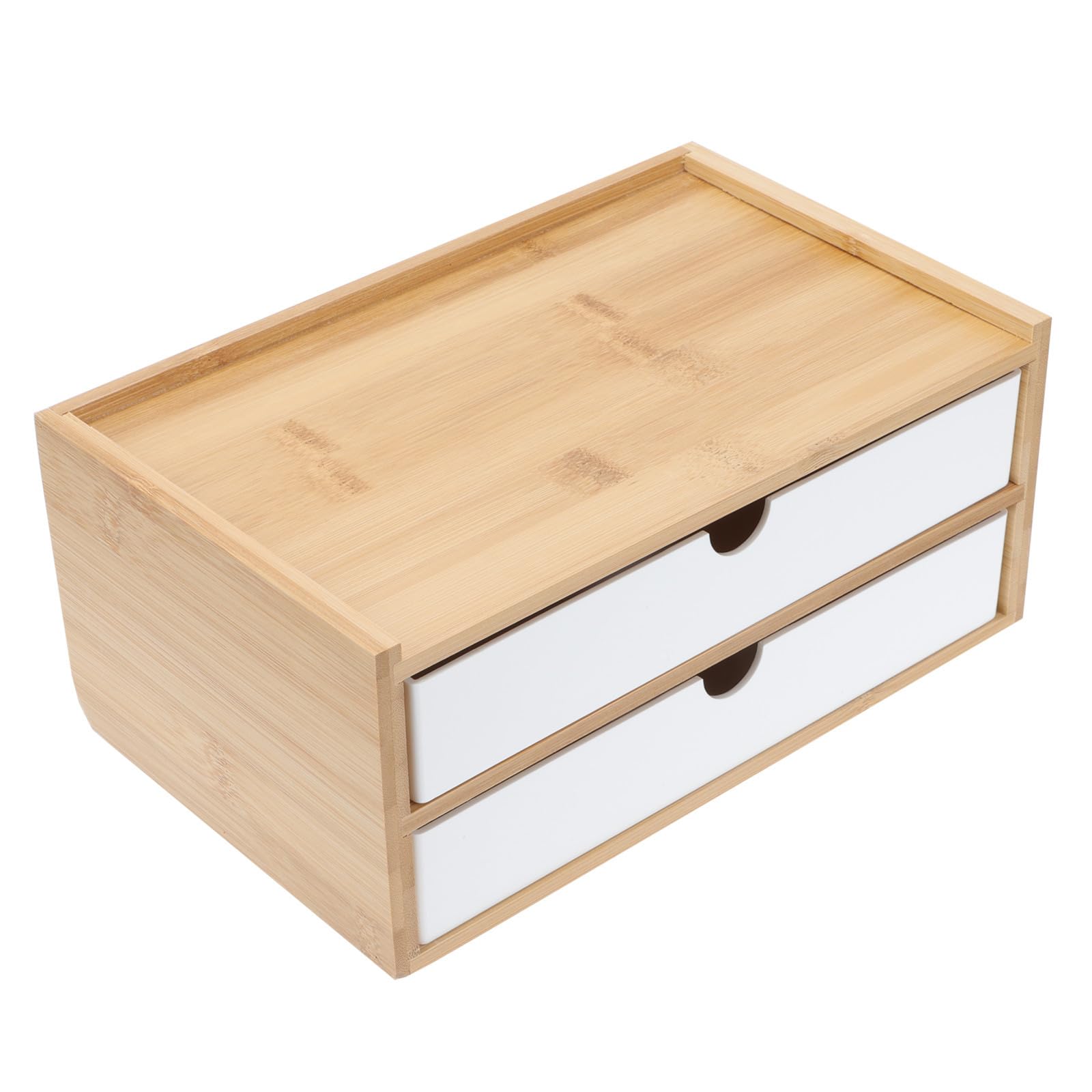 Hemobllo Caja de Almacenamiento de Cosméticos para Organizar Maquillaje de Bambú y Abs Compartimentos Separados Diseño Ecológico y Práctico para Escritorio