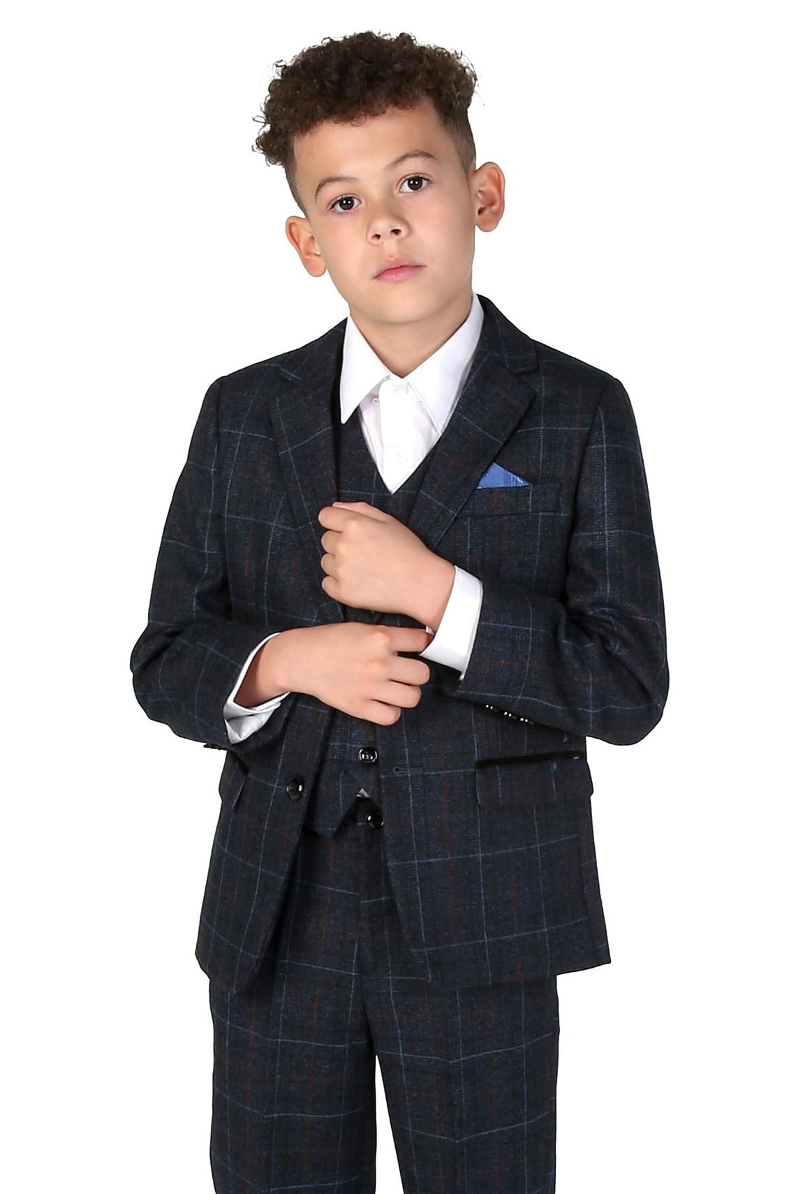 SIRRI Abiti da Uomo in Tweed a Quadri retrò su Misura per Padre e Figlio, Set da 3 Pezzi