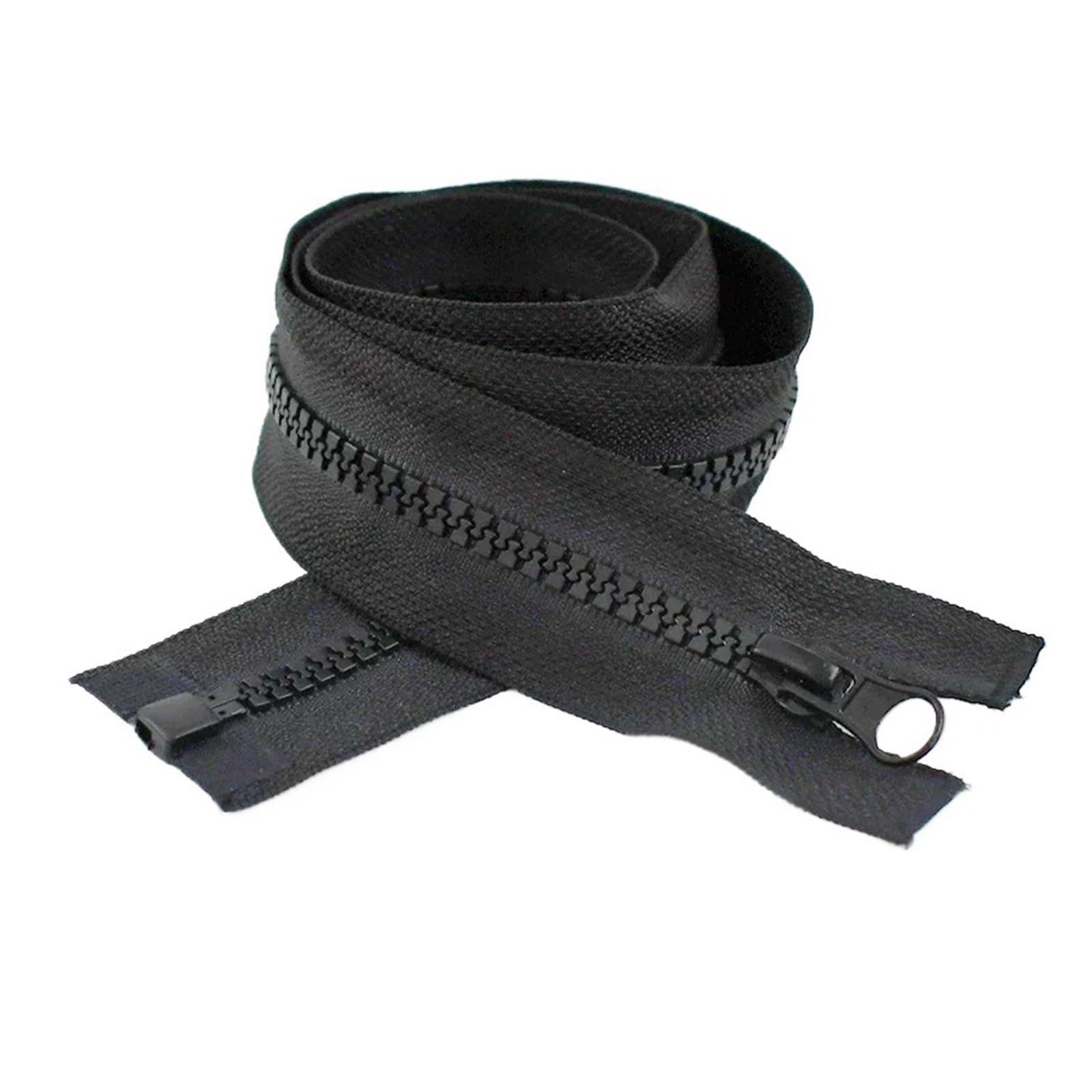 1pc 5# 60-300cm Long Resin Zipper Sewing Zippers with Single/Double Sliders Zip Closure for Tent Coat Clothes Repair Accessory(Black-Single,80cm No5)
