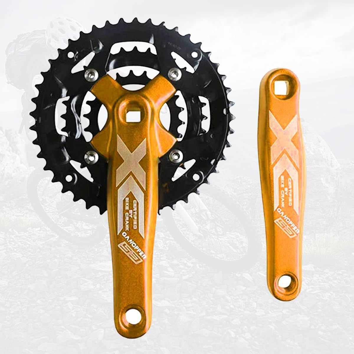 Square Taper Triple Crankset 170mm 44-32-22 Chainring 8-11 Speed Bike Left Right Crank 64/104 BCD for Mountain Bike Aluminum Alloy Direct Mount Crank Arm Set