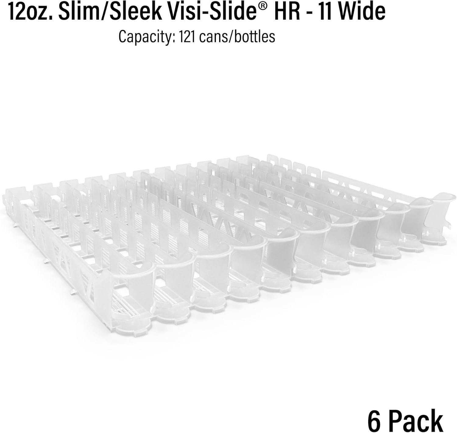 Display Technologies Visi-Slide Drink Organizer for Fridge - 12oz Slim Can Gravity Fed Shelves (Pack of 6)