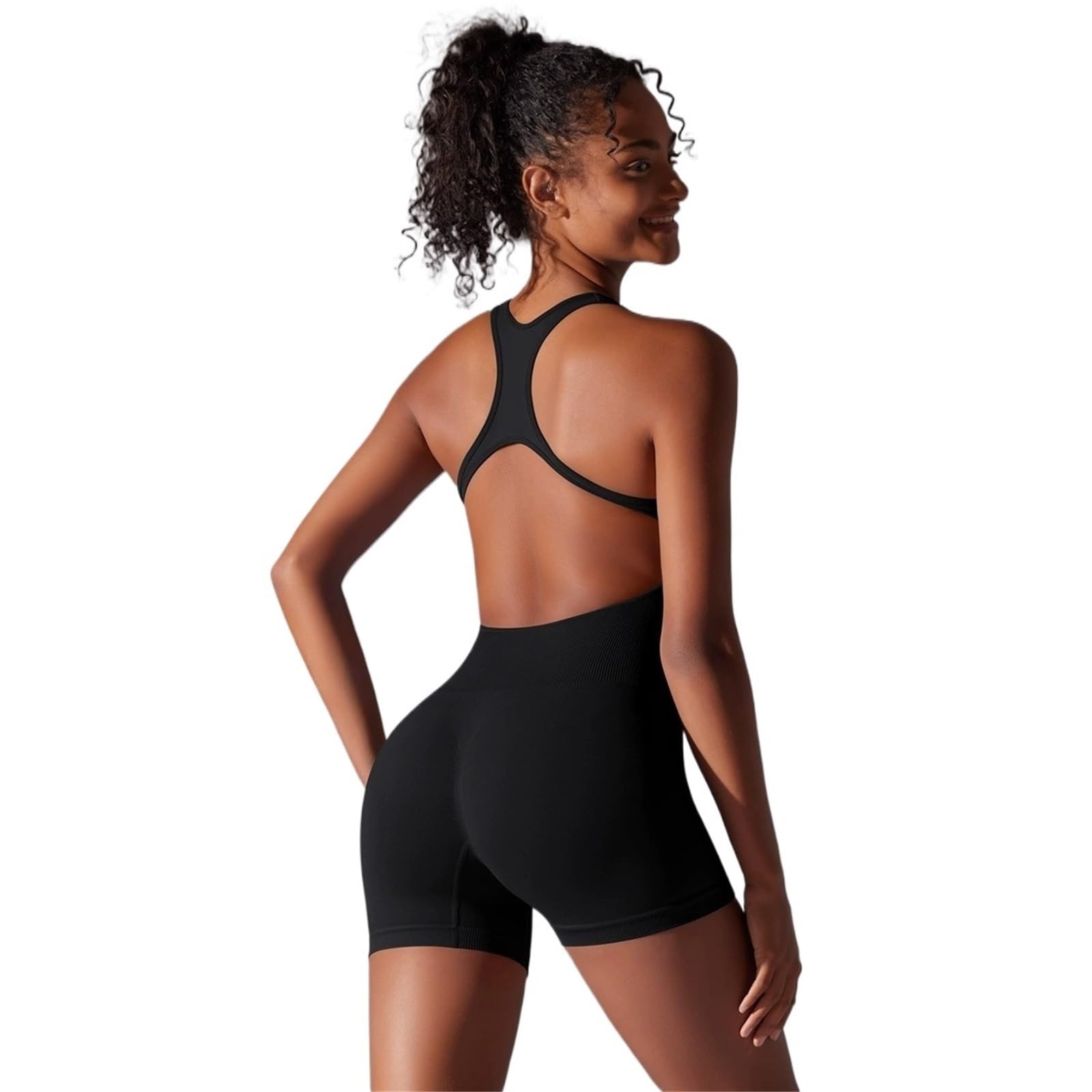 Body de Pilates, mono deportivo sin costuras, entrenamiento for correr, traje Yoga una pieza, pantalones cortos espalda, conjunto mameluco