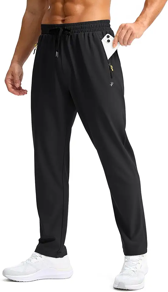 Pudolla Men's Lightweight Hiking Pants Quick-Dry Outdoor Sweatpants with Zipper Pockets for Casual Travel Athletic Workout