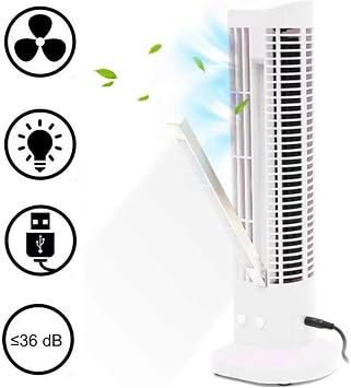 LED Bladeless Tower Fan, Portable USB Powered Electric Cooling Fan with LED Night Light, 2 Speeds Bladeless Fan With Powerful Airflow, Quiet Operation, Mini Desk Tower Fans for Home Office (Black)