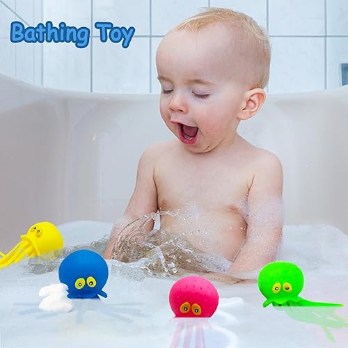 Miniatura 5 de Bolas de agua blandas, juego de 4, juguetes de baño de goma para niños, juguetes sensoriales para aliviar el estrés, juguetes de piscina para niños,