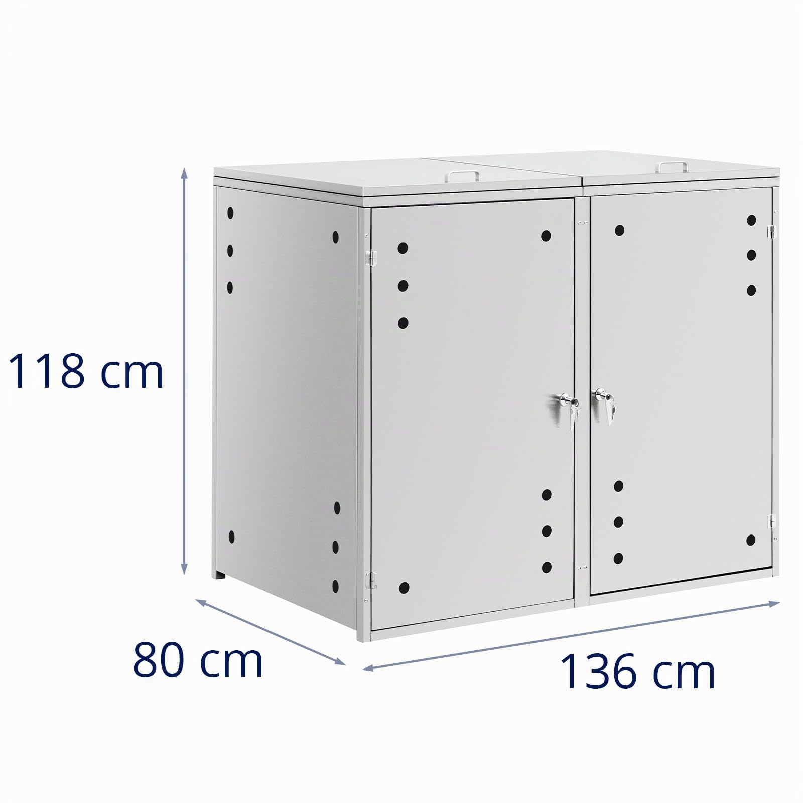 Copribidone per spazzatura 2 x 240 l Fori di ventilazione copri cassonetto della spazzatura Copribidone dei rifiuti Copri bidoni spazzatura Copribidone per spazzatura acciaio inox