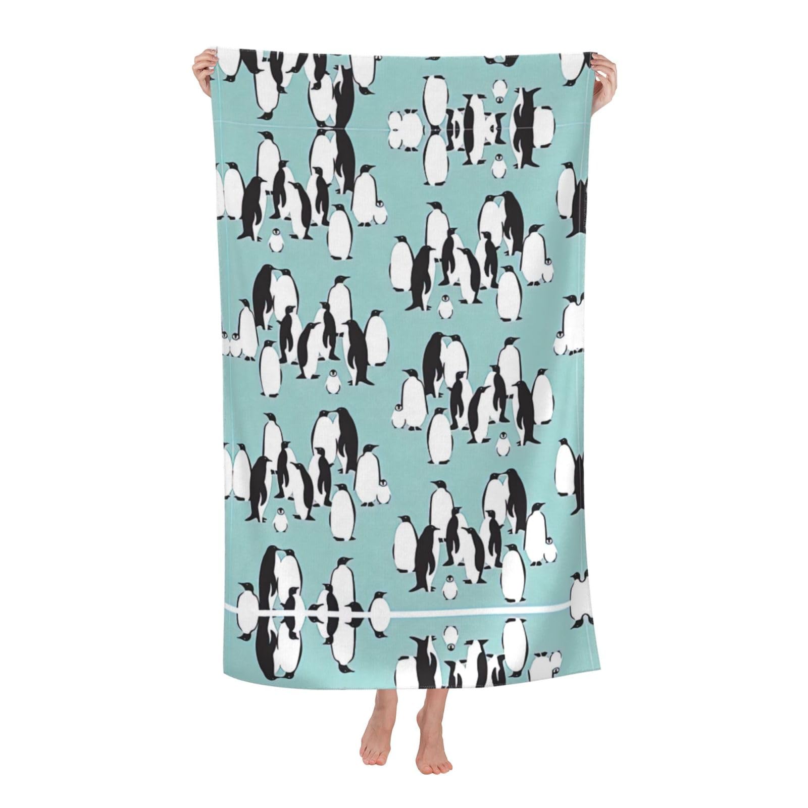 Oazcvbnn Women's White Cute Penguins Print Adult Beach Towel Summer Travel Pool Vacation Swimming Fitness Outdoor Adventures