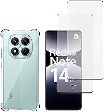 PHONILLICO Shockproof Case for Xiaomi Redmi Note 14 Pro 5G and 2 Tempered Glass Screen Protector Clear TPU Gel Soft Silicone Shock Absorption Ultra Thin