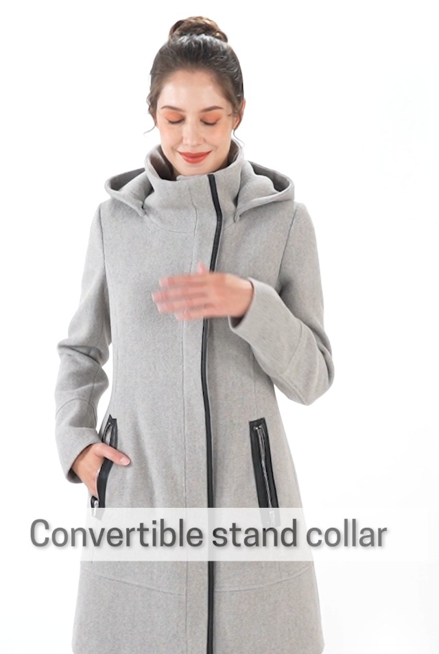 Amazon.com: BGSD Women Meg Wool Blend Hooded Asymmetric Zipper