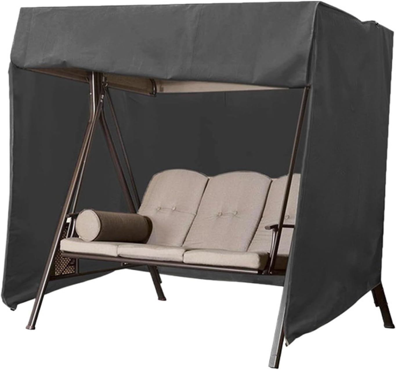 Swing Seat Cover Patio Swing Cover 3 Triple Seater Hammock Glider Cover Waterproof Garden Furniture Covers(Black,3 seat220x125x170cm)