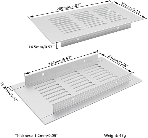 Miniatura 9 de Rejilla de ventilación de aleación de aluminio resistente, 2 piezas, cubierta rectangular de metal con listones para armario, estufa, zapatos,