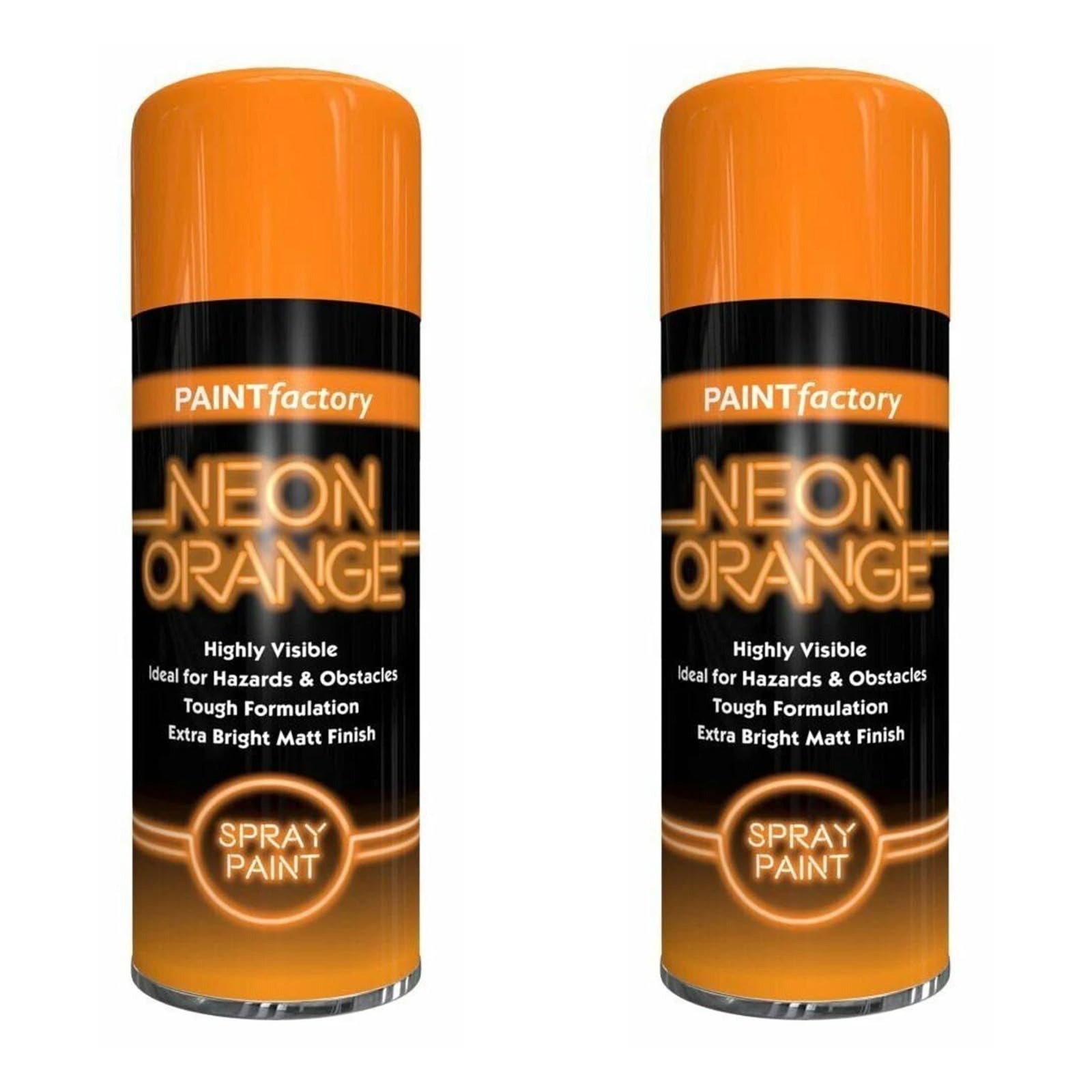 HOCHSTE® Paint Factory Fluorescent Spray Paint, Fast Dry Aerosol Paint for Wood, Metal, Plastic & More, Bright Neon Finish for Craft Projects & Decorative Use, 200ml, (Neon Orange, Set of 2)