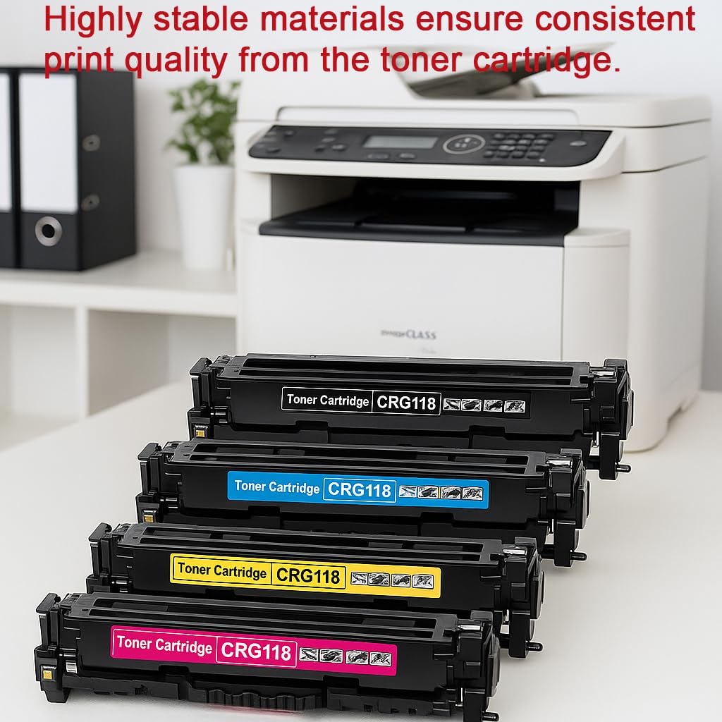 CRG-118 Toner Cartridges High-Yield 4-Pack(Black, Cyan, Magenta, Yellow) Compatible 118 Toner Replacement for Color imageCLASS MF8350Cdn MF8380Cdw Printer