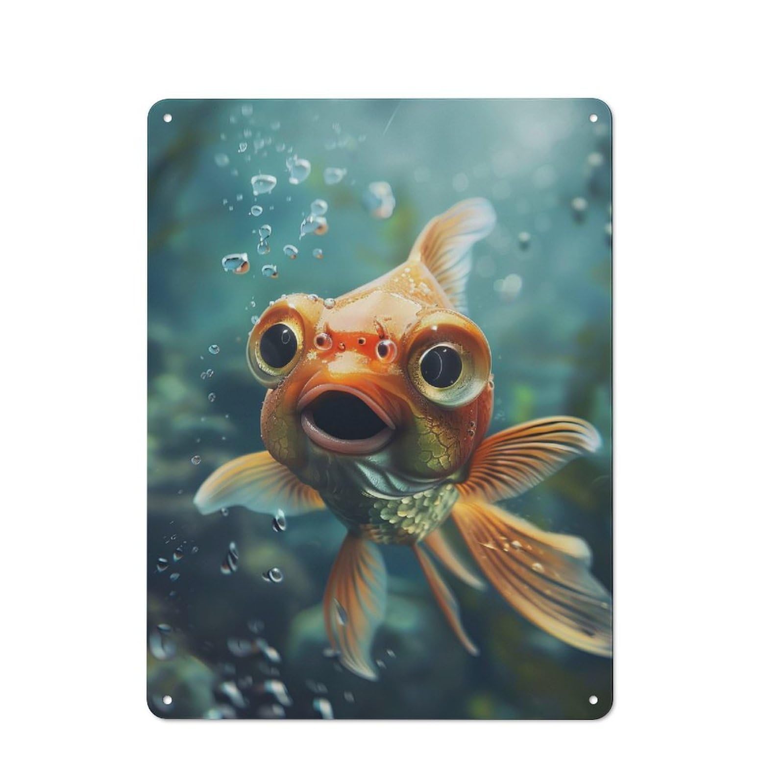 Junmoney Goldfish Retro Metal Plaque 40X30cm For Guest Room Or Hallway, Housewarming Present For People Styling Guest Room And Hallway
