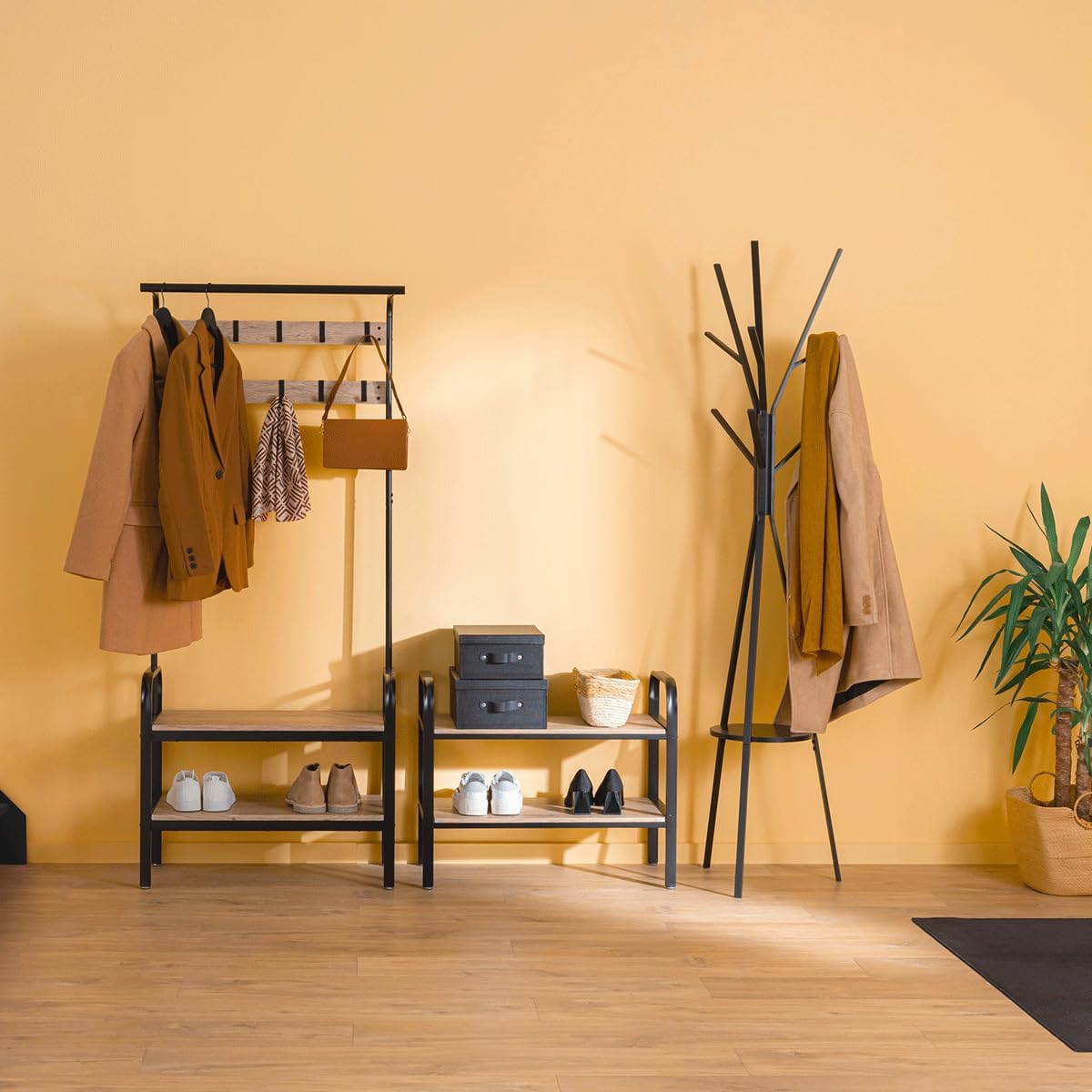 5 five simply smart Wardrobe with 2 Shelves - Black Wood Jano