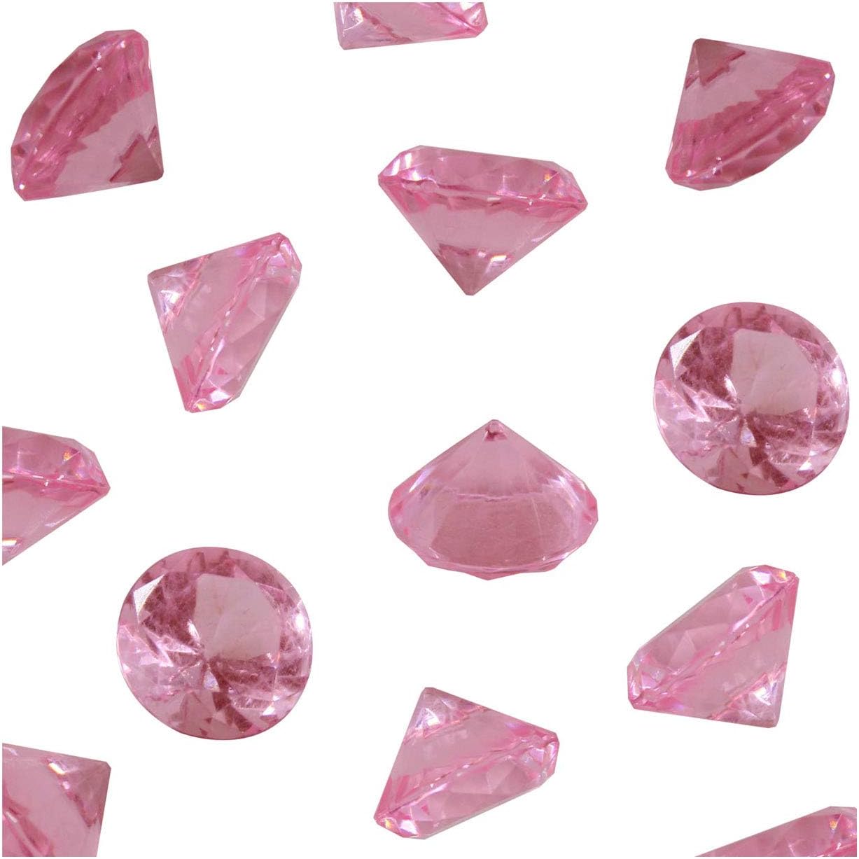 WELMATCH Pink Acrylic Diamond Vase Fillers 1 Pound - 240 pcs 3/4 Inch Wedding Party Event Banquet Birthday Decoration Crystals Gem Table Scatters (Pink, 240 pcs)