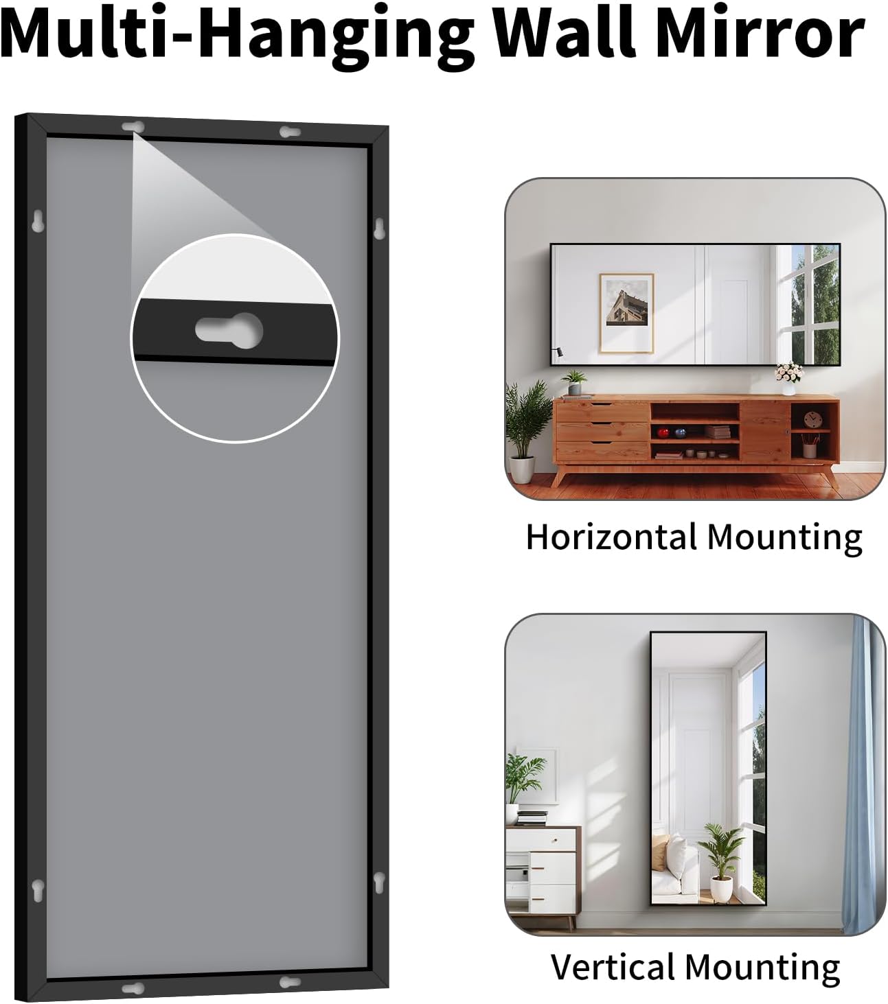 Koonmi Black Framed Bathroom Mirror - Shatterproof 30"x71" Tempered Glass, HD No Distortion, Horizontal/Vertical Mount, Modern Matte Aluminum Alloy Frame