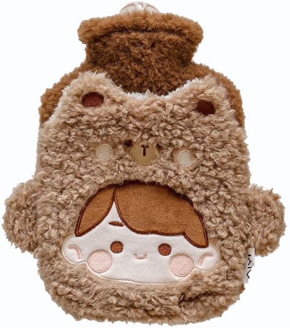 Mayatra's Hot Water Bottle with Plush Cover for Pain Relief – Heating Bag,Bottle, Heating Pad,Feet Bed Warmer Cold Winter, Hot Water Bottle & Rubber Bottle- 1000 ML (Multicolor) (Brown)-picture-20