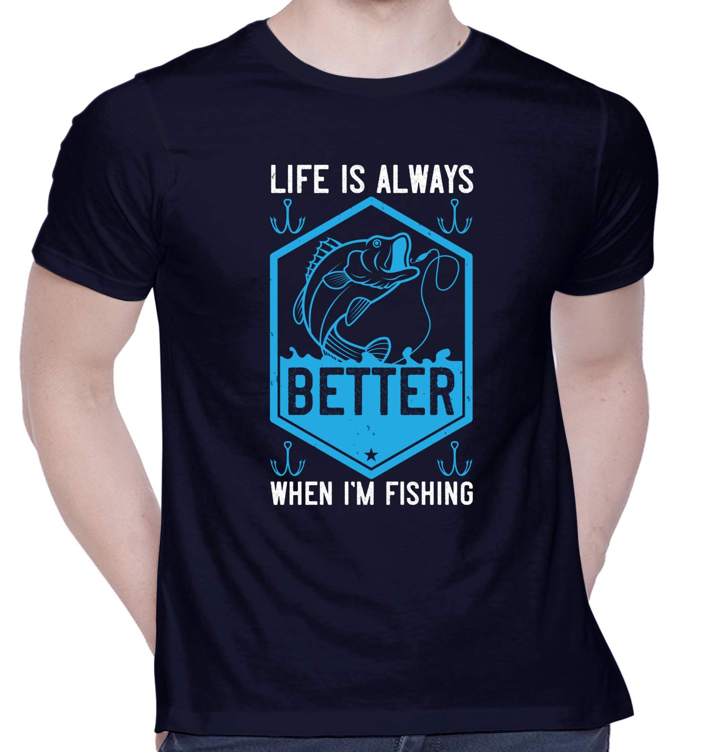 CreativiTGraphic Printed T-Shirt for Unisex Life is Always Better When i’m Fishing Tshirt | Casual Half Sleeve Round Neck T-Shirt | 100% Cotton | D00443-2132
