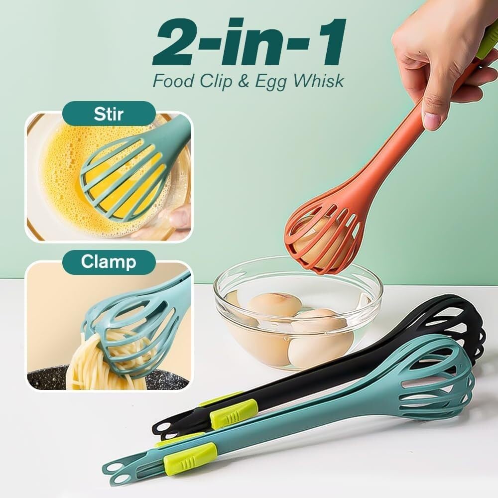 Egg Whisk,Whisk,Hand Whisk,Wire Whisk,2 in 1 Food Clip Egg Whisk,Silicone Whisk for Cooking,Silicone Whisk Set,Multifunction Egg Beater,Handheld Egg Whisk Blender Bread Clip(3 pcs)