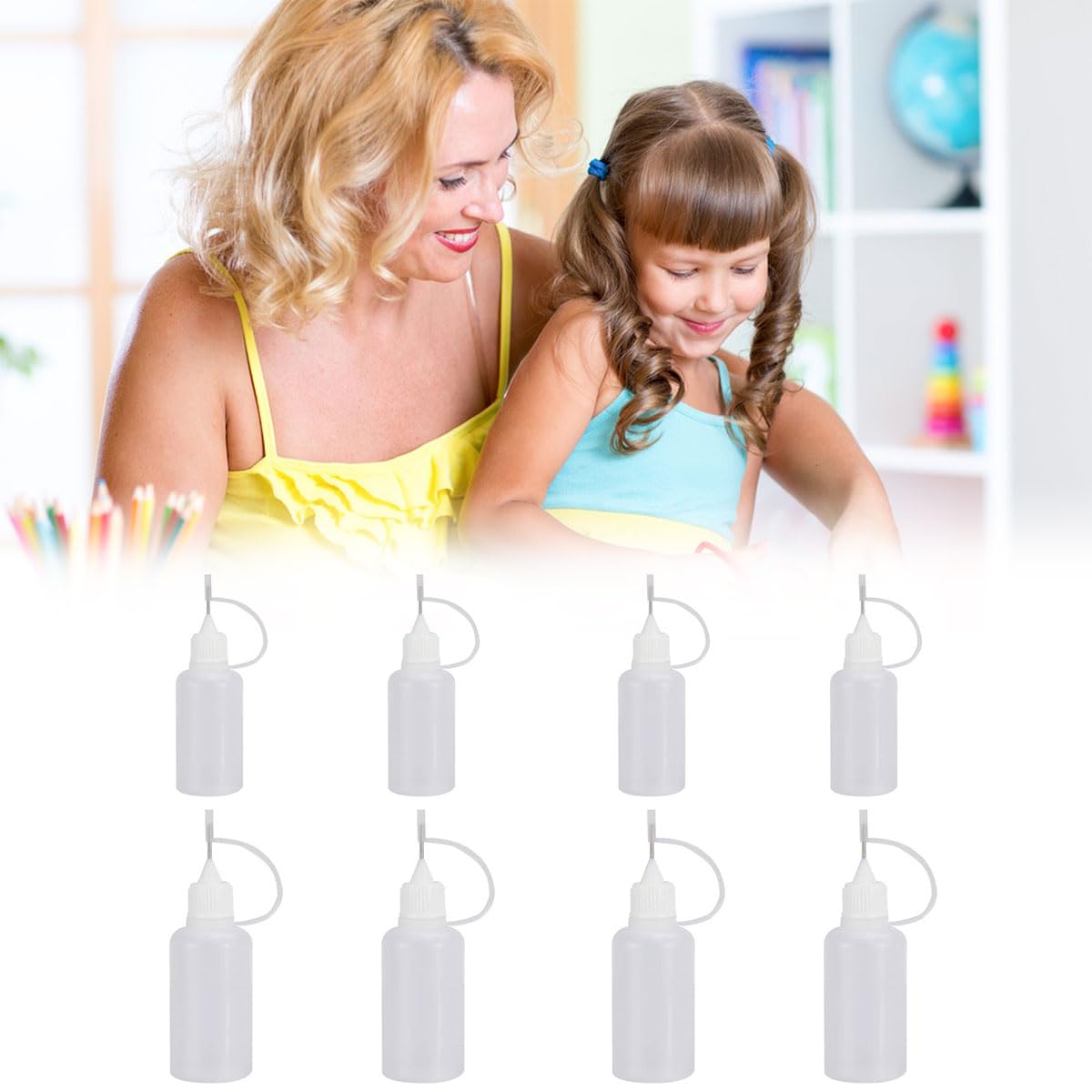 Aplicador de Pegamento Aplicador de Precisión, 10ml Aplicador de Botella de Pegamento, 8 Piezas Botellas de Agujas con 2 Embudos Y 2 Puntas de Aguja de Pipeta, Botella de Pegamento de Plástico
