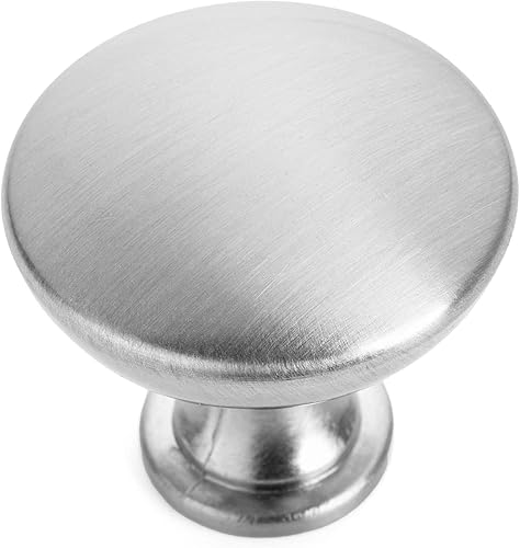 Cosmas 5305SN - Paquete de 25 pomos redondos tradicionales de níquel satinado para gabinete, 1-1/4 pulgadas de diámetro