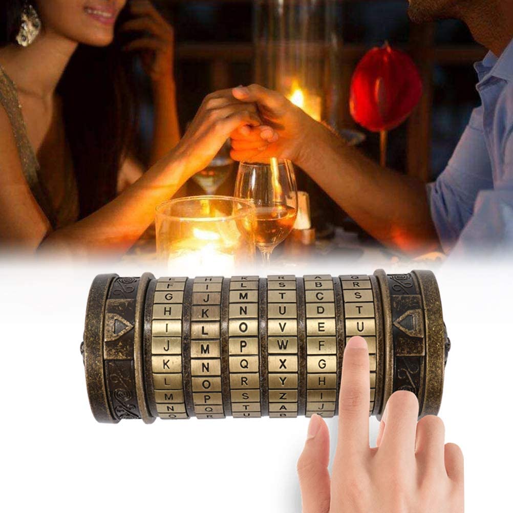 Serrure Cryptex Da Vinci - Boîte Puzzle Compartiment Secret, Mot De Passe ILOVEU, Cadeau Romantique