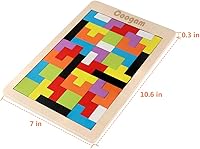 Vista 7 de Coogam Rompecabezas de Bloques de Madera Juguete de Acertijos Cerebrales Tangram Rompecabezas de Inteligencia Colorido Juego de Bloques Rusos 3D