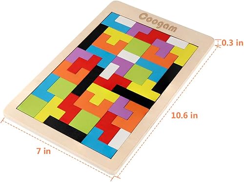Miniatura 7 de Coogam Bloques de madera Rompecabezas de juguete Tangram Rompecabezas Inteligencia Colorido Bloques Rusos 3D Juego STEM Montessori Regalo educativo