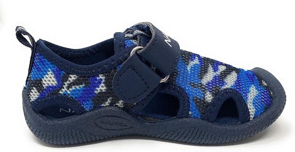  | Nautica Kids Kettle Gulf Protective Water Shoe,Closed-Toe Sport Sandal Navy Heather Print (Toddler/Little Kid) | Sandals