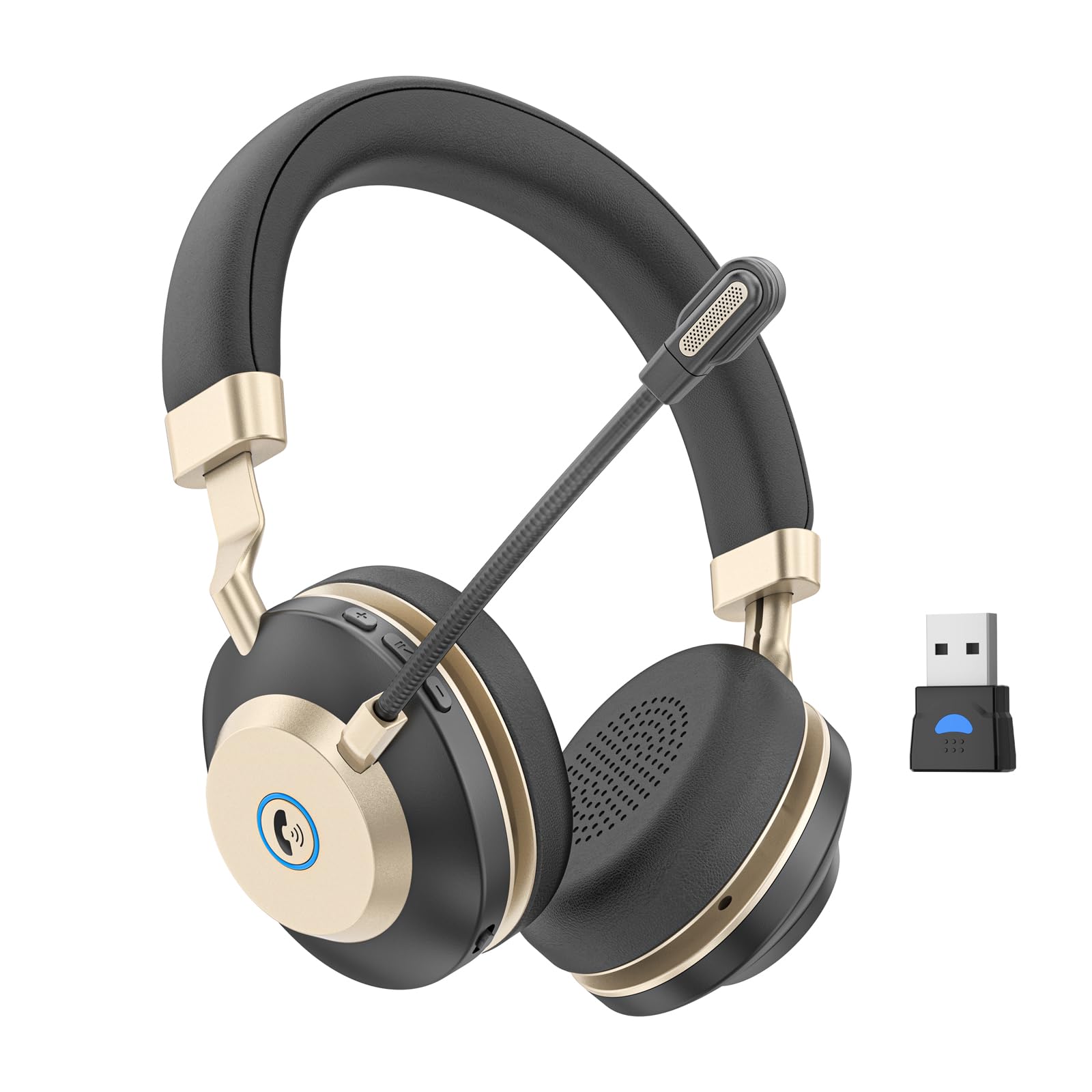 Earbay Wireless Headset, Headphones with Microphone Noise Canceling & 45H Work Time, V5.3 Bluetooth Headset with Mic Mute & USB Dongle for PC Computer Phone Office Call Teams Zoom Meetings Work