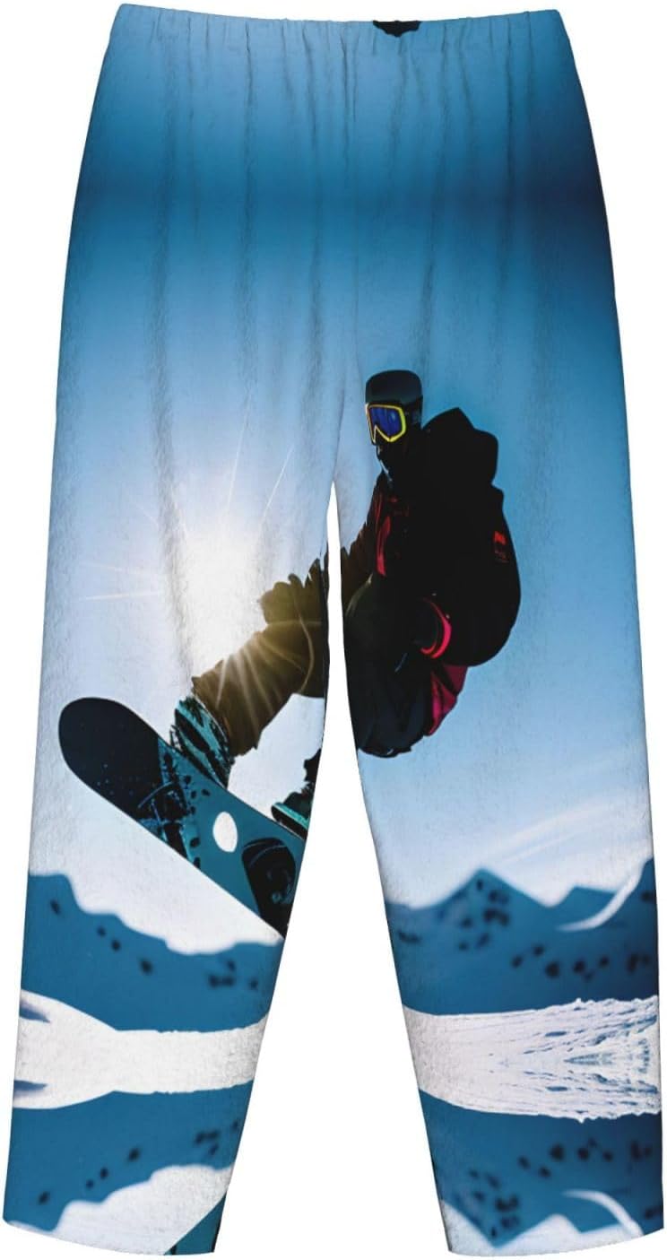 Snowboarding Picture Print Cozy Women'S Flannel Pajama Pants,Perfect For Christmas And Everyday Comfort