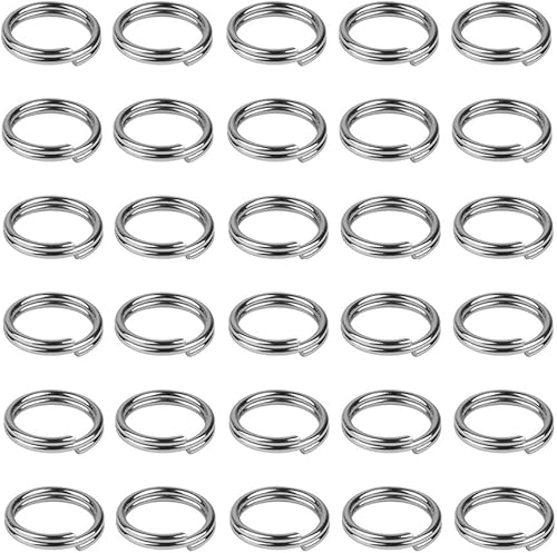 Miniatura 5 de 200 piezas de anillos divididos de metal de 0.236 in chapado en níquel pequeño llavero parte de anillo para manualidades de adorno, plata