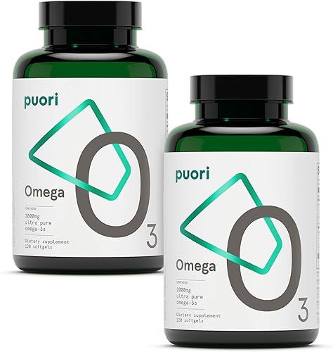 Miniatura 7 de Puori Omega 3 Aceite de pescado  Ultra puro 2000 mg x 120 cápsulas blandas  Suplemento de salud del corazón cerebro y ojos  Sin arpillera
