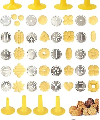 Miniatura 8 de Máquina de prensa de galletas de acero inoxidable, con 20 discos de plantilla decorativos y 4 puntas de glaseado, pistola de prensa de galletas de