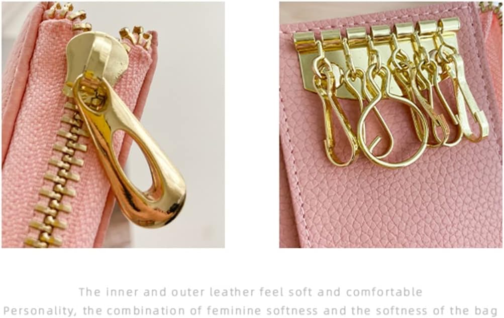 JSEIAJB Leather Large Capacity Key Holder Card Holder Women's Wallet All-in- Multifunctional Two-in- Small Key Holder