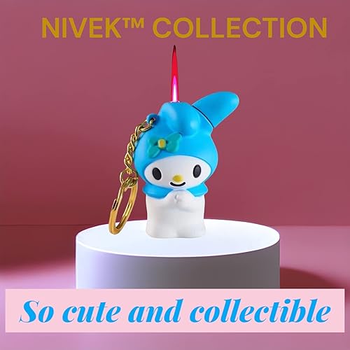 Miniatura 6 de NIVEK My Melody - Encendedor de llama rosada Kawaii Cool Lighters conejito personaje japonés Y2K Anime tamaño bolsillo gatito gato (azul)