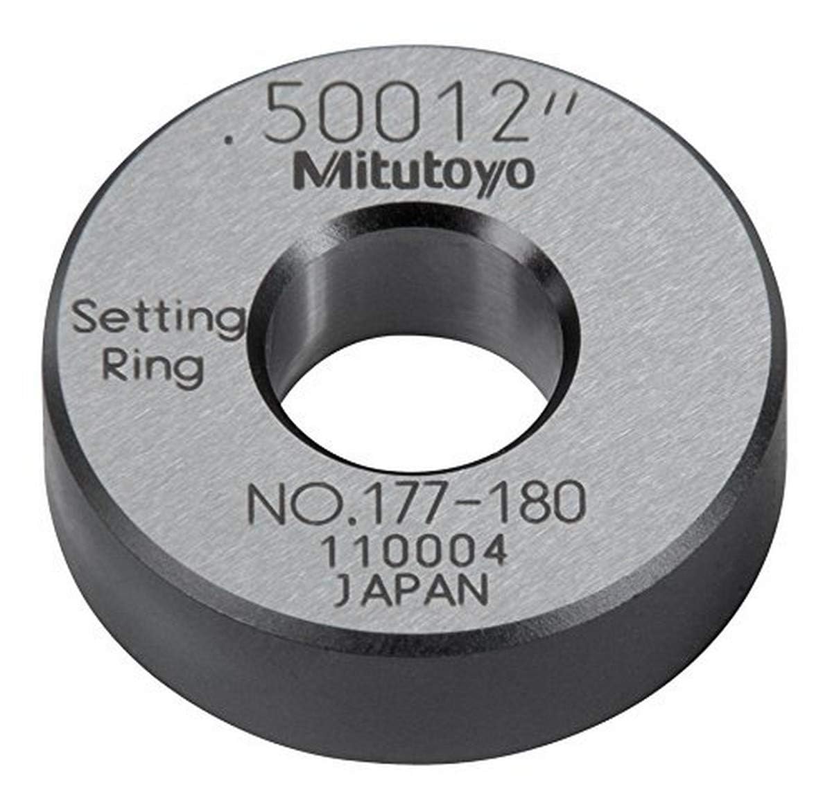 Mitutoyo 177-180 Setting Ring, Precision Hardened Alloy Steel Calibration Ring with Marked .500" Inside Diameter for Zero-Setting Bore Gages, Holtests, and Inside Micrometers